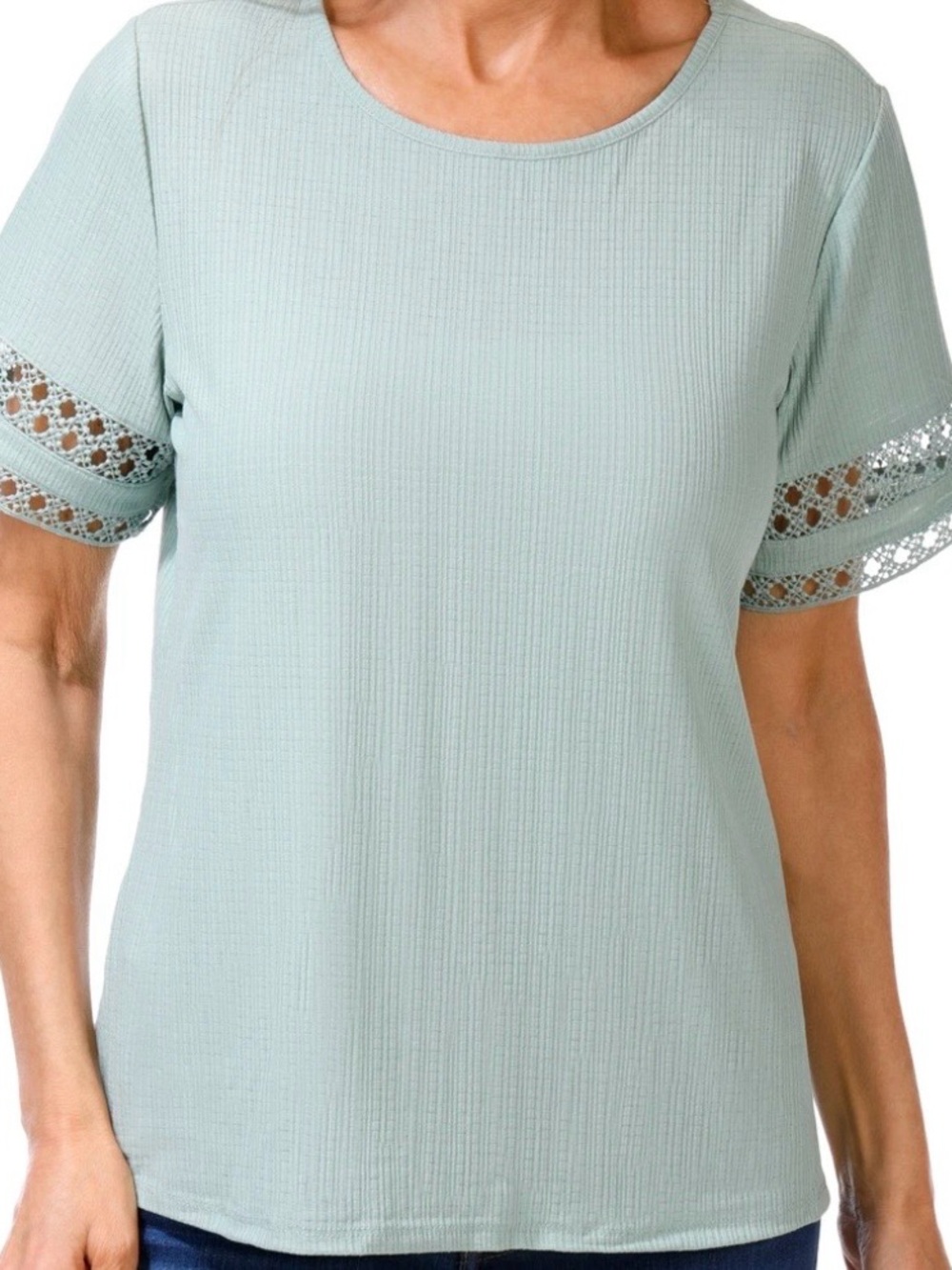 Love Scarlett Women’s Solid crochet Sleeve Top Large